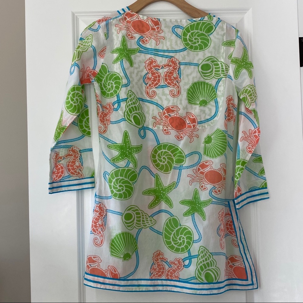 Gretchen Scott Designs Sea Life Crab Sea Horse Seashell Tunic Top w Measurements - Picture 3 of 7